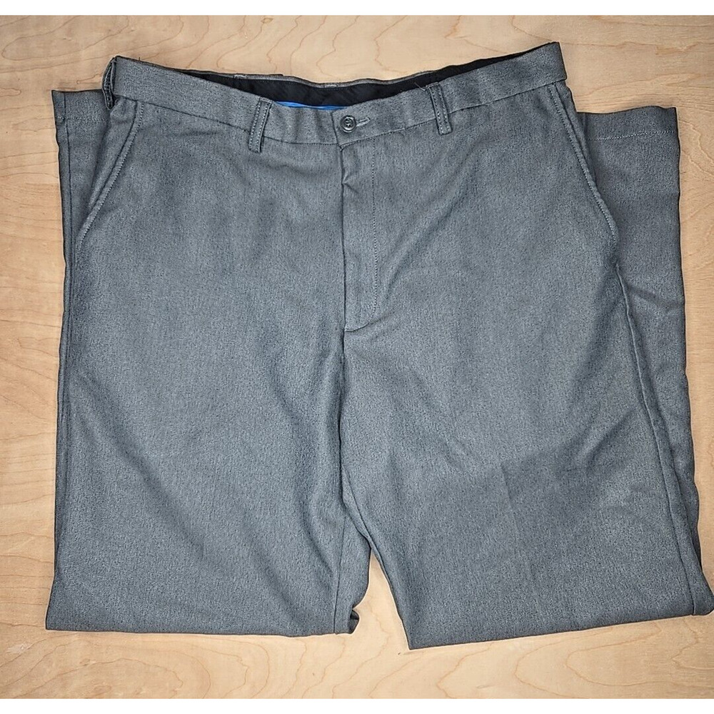 Haggar Men Grey Classic Fit Expandable Waist Flat Front 34x32